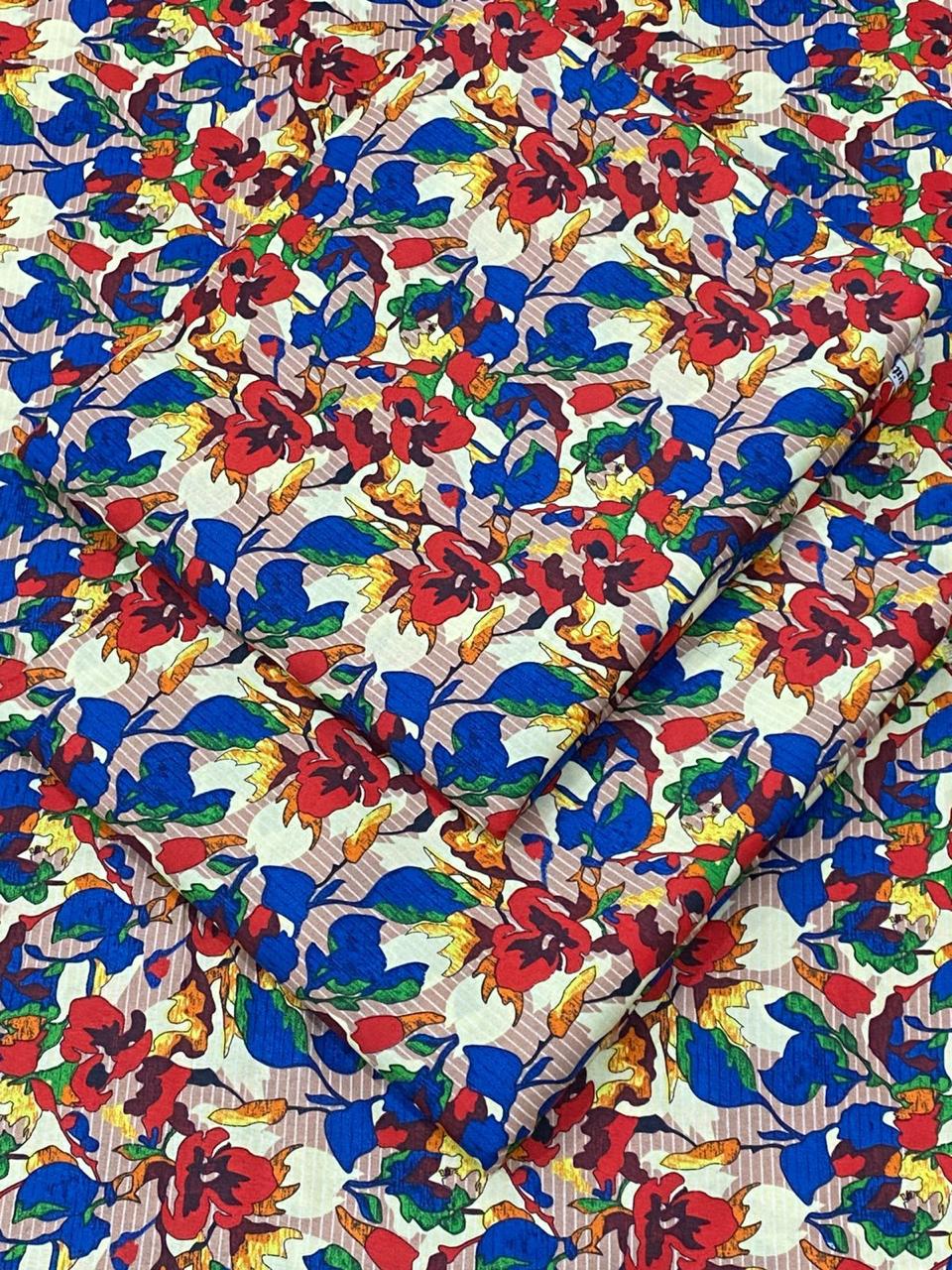 FLORAL PRINTED UNSTITCHED 2PC D-012