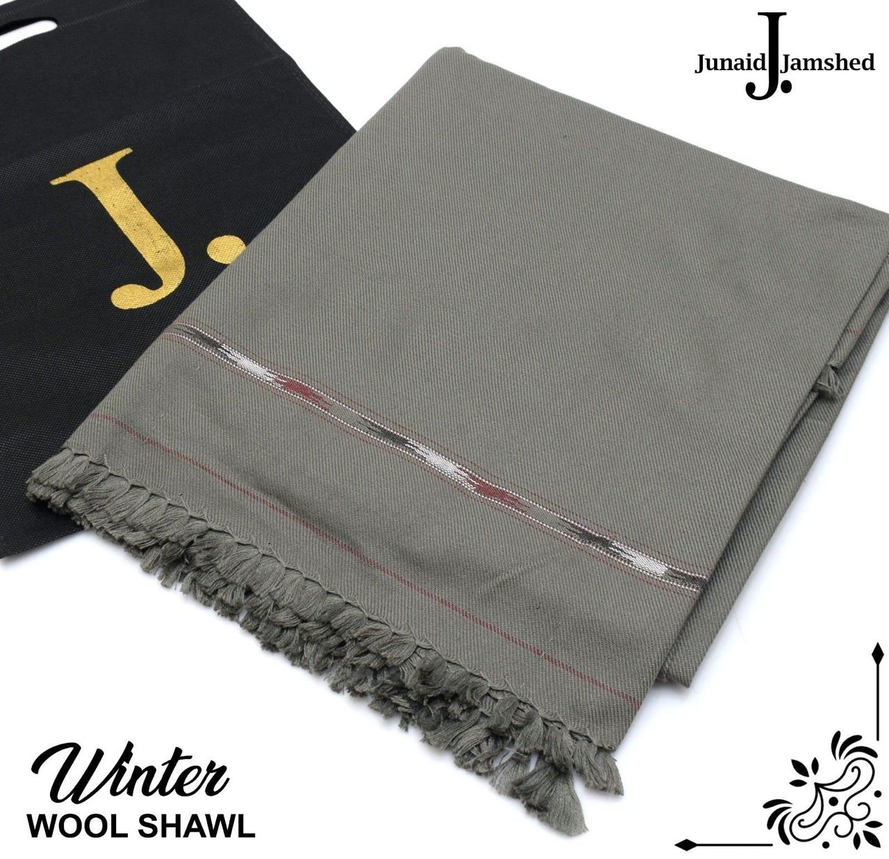 J. MEN'S WOOL SHAWL METALLIC GREY.