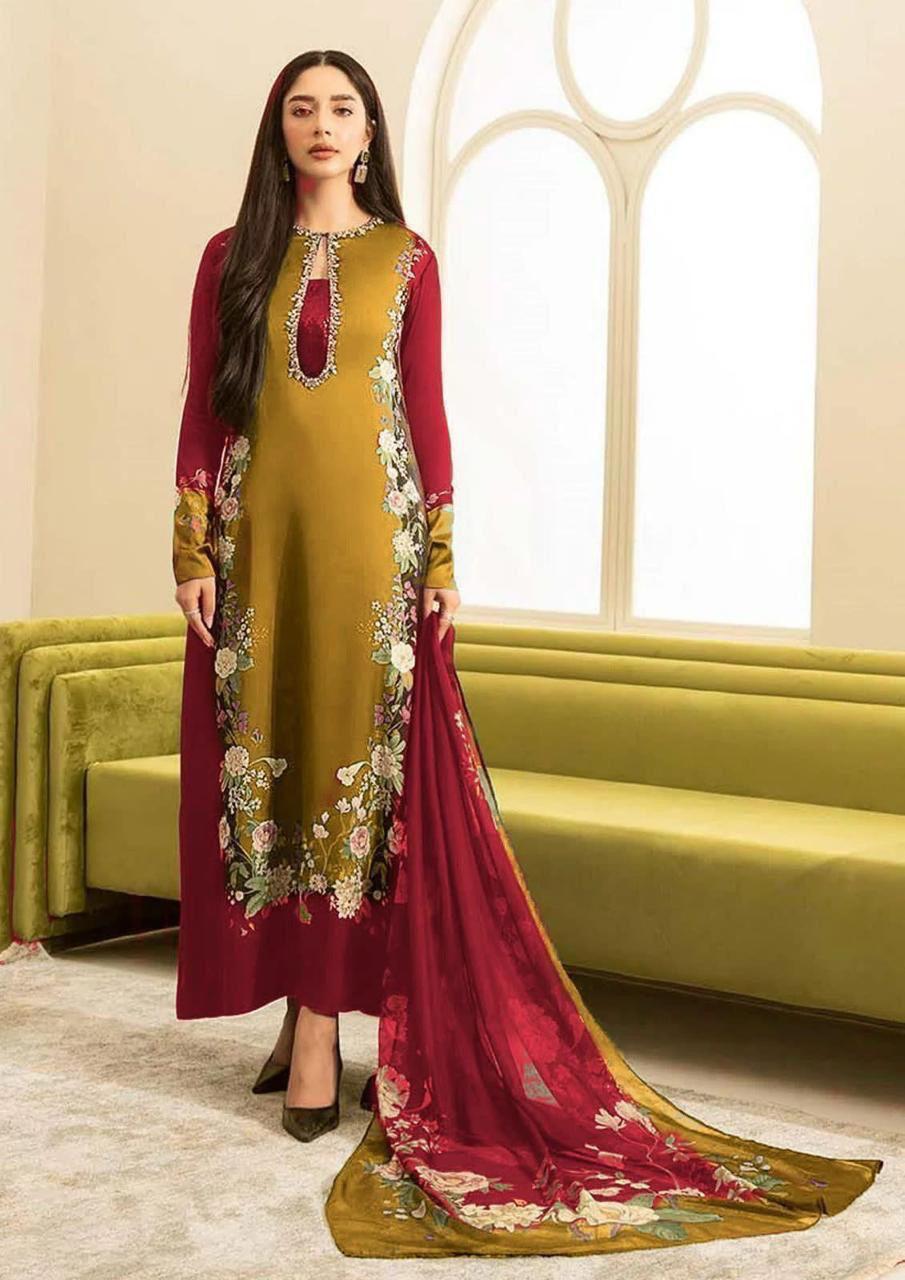 IZNIK SHAMOOZ SILK UNSTITCHED 3PC D-013