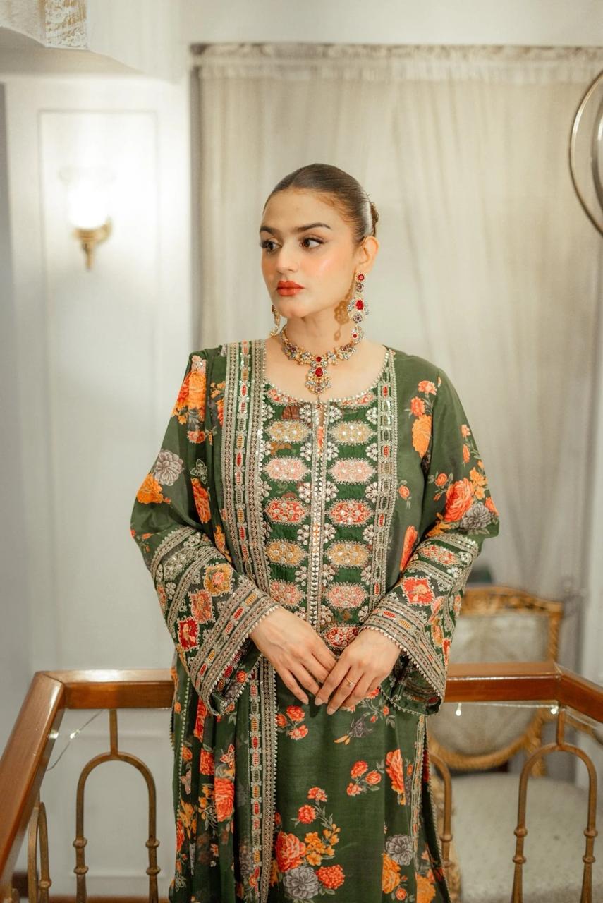 Aneelas Luxury Silk-3PC Unstitched D-001
