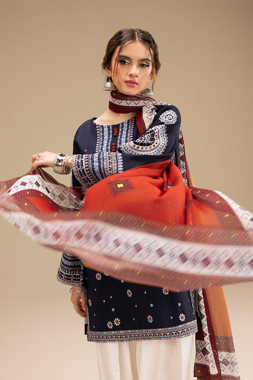 JAZMIN Embroidered Dhanak Unstitched 3Piece D-001