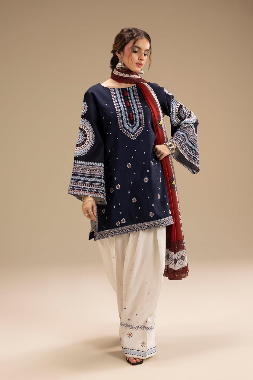 JAZMIN Embroidered Dhanak Unstitched 3Piece D-001