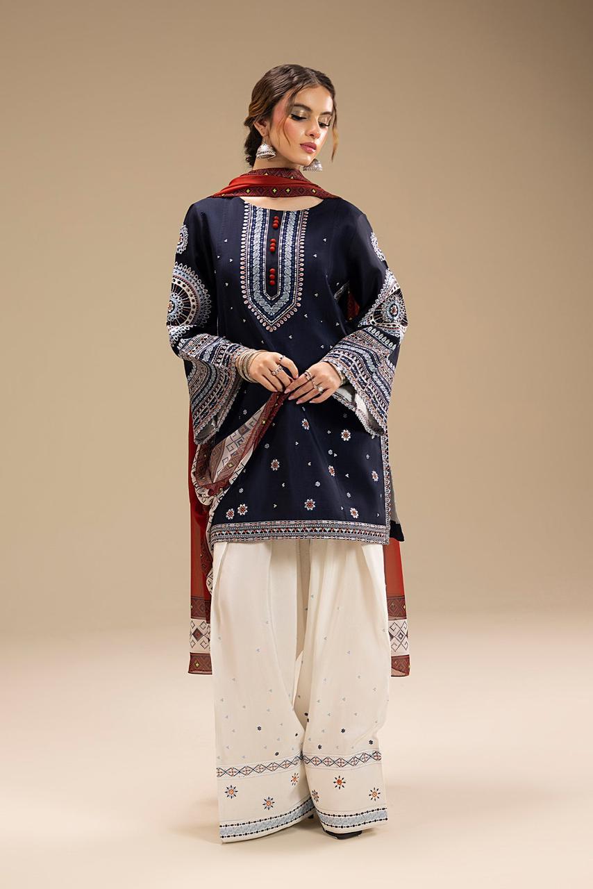 JAZMIN Embroidered Dhanak Unstitched 3Piece D-001
