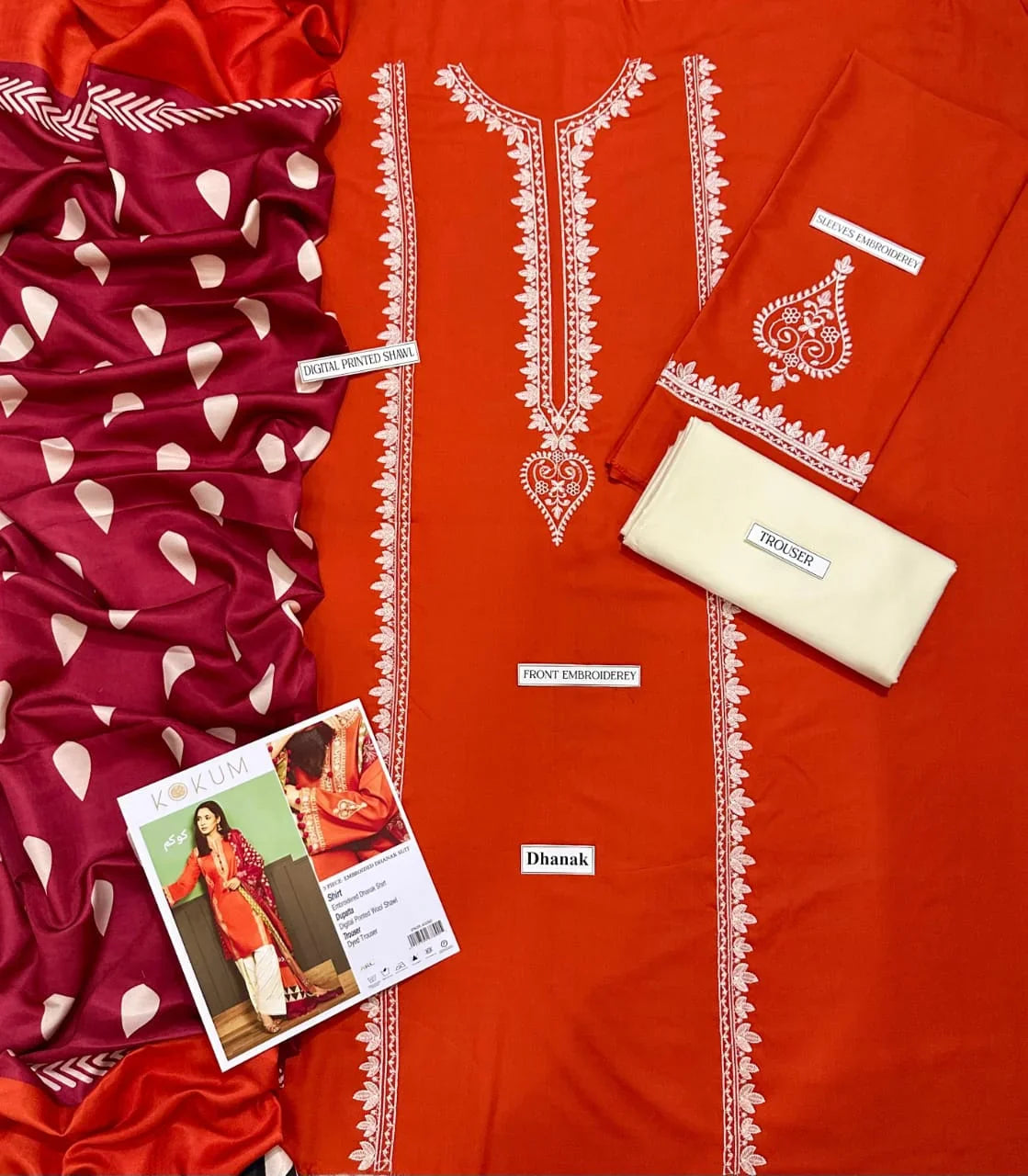 KOKUM DHANAK 3PC | EMBROIDERY | D#3298