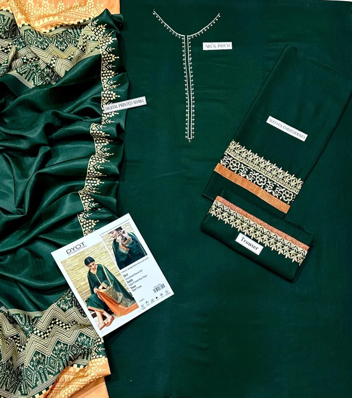 DYOT DHANAK 3PC | EMBROIDERY | D#1077