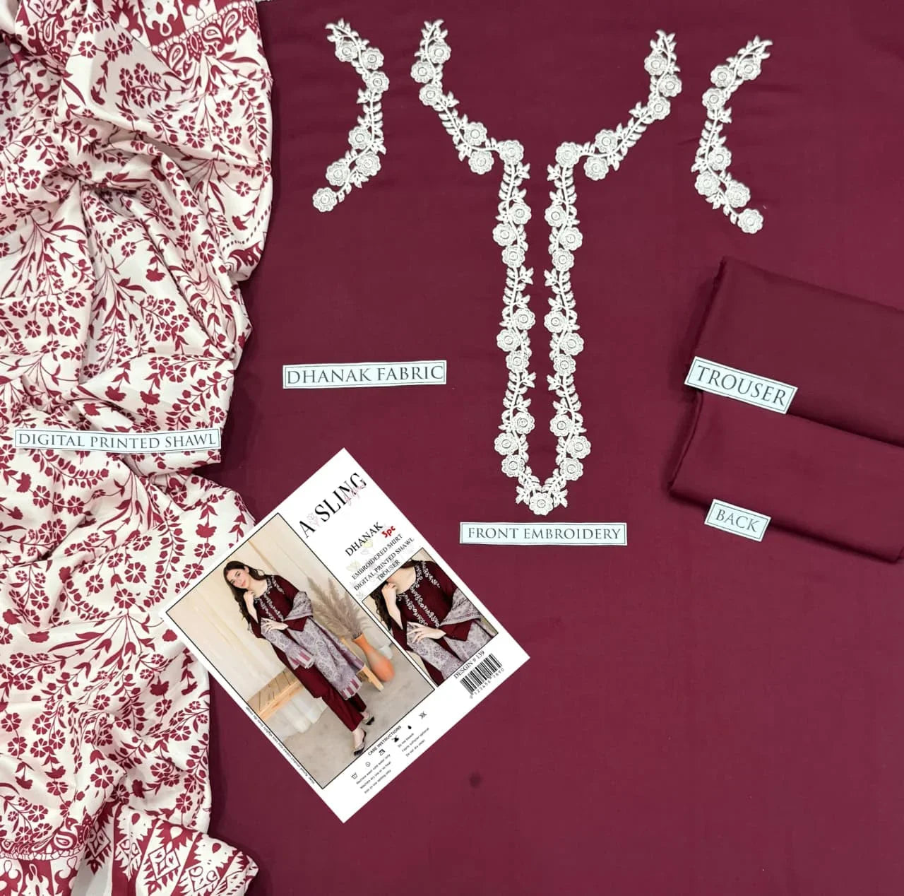 ASLING DHANAK 3PC | EMBROIDERY | D#3127